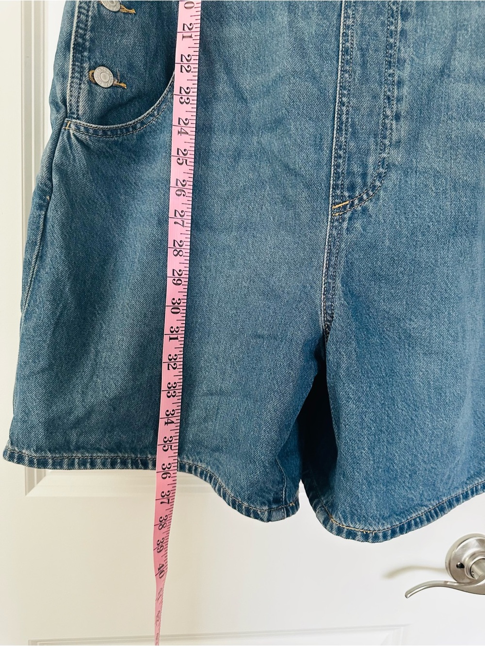 NWT Levi's Blue Denim Shortalls Jean Overalls Summer Utility Romper Women XL - Picture 5 of 8